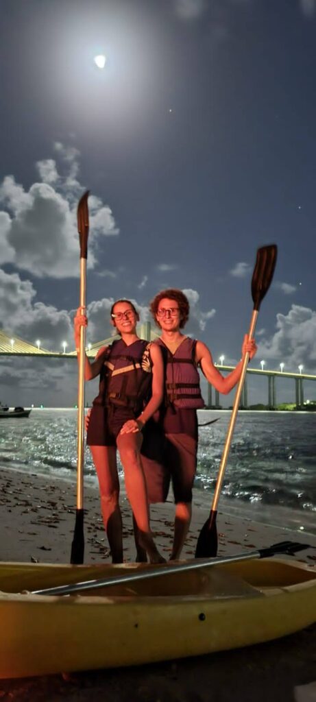 Kayaking under the full moon on the Potengi River