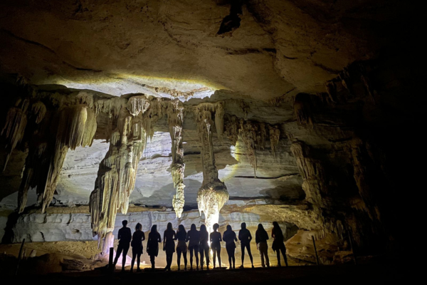 Shadow of the group in Gruta da Lapa Doce, Bahia