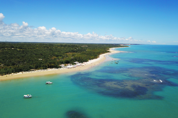 Beach view in Caraíva, Bahia, Brazil