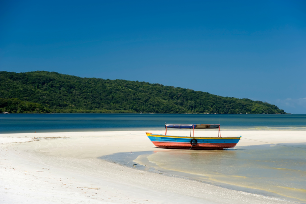 Boat on the beach ilha do mel brazil