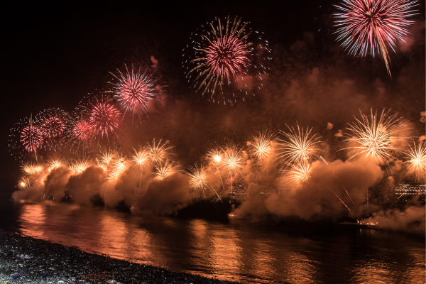 fireworks on Copacabana Beach